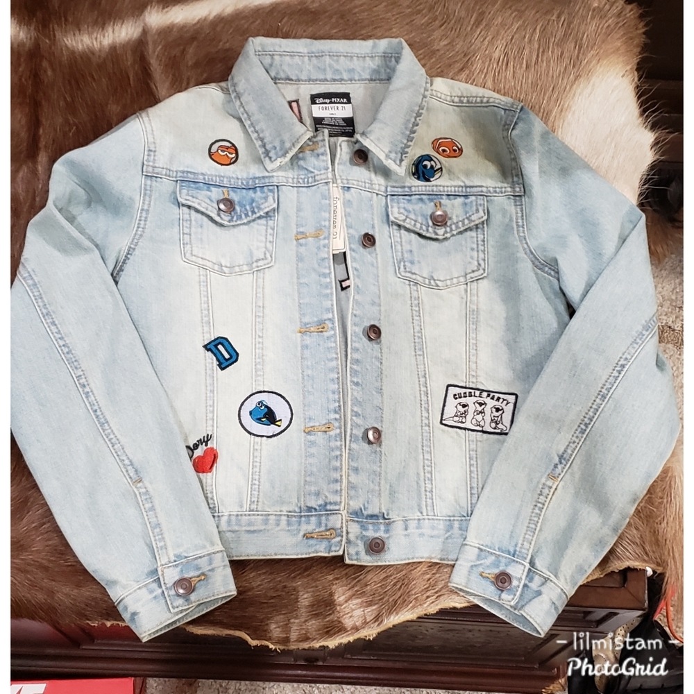Girls Disney Pixar Denim Jacket NWT Forever 21 size girls 13/14